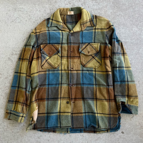Vintage Jackets & Blazers - Vintage 90s wool plaid flannel long sleeve shacket button down top